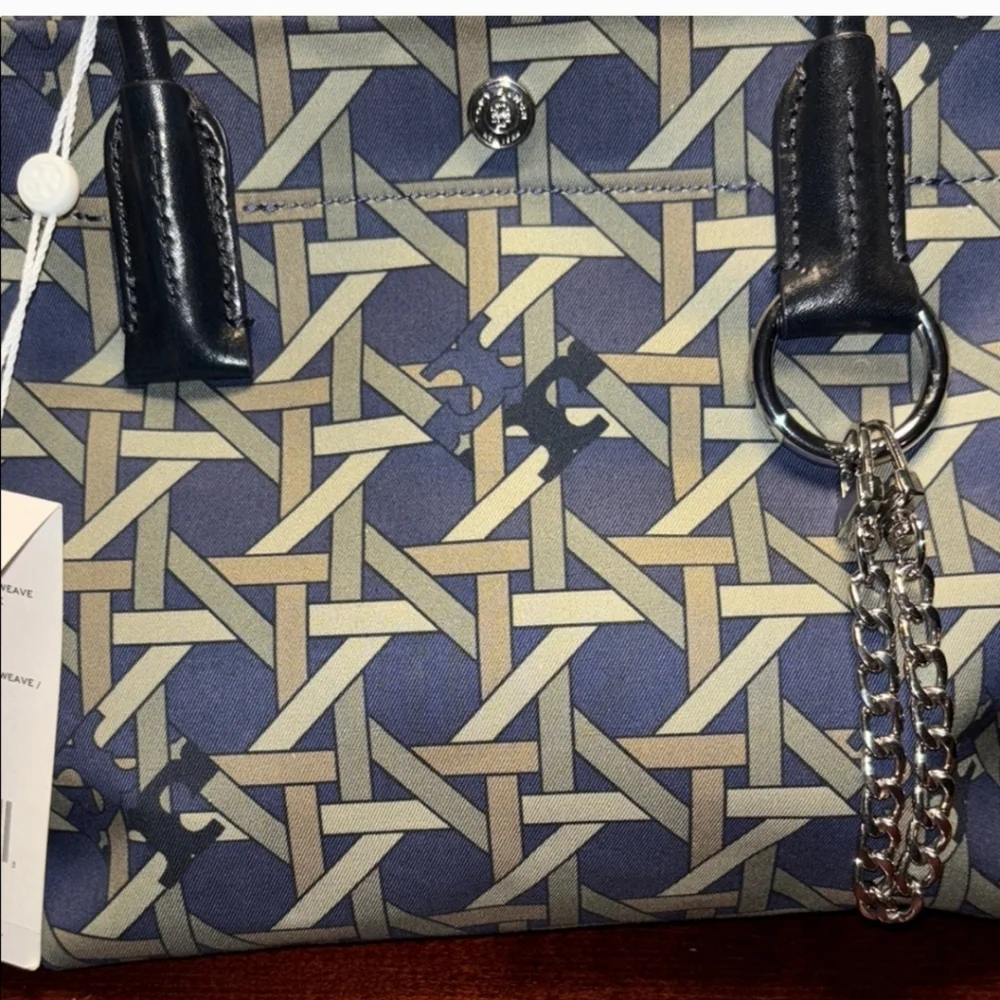 Tory Burch Blue and Cream Tote Bag, NWT